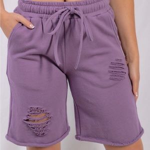 White Birch Distressed Sweat Shorts